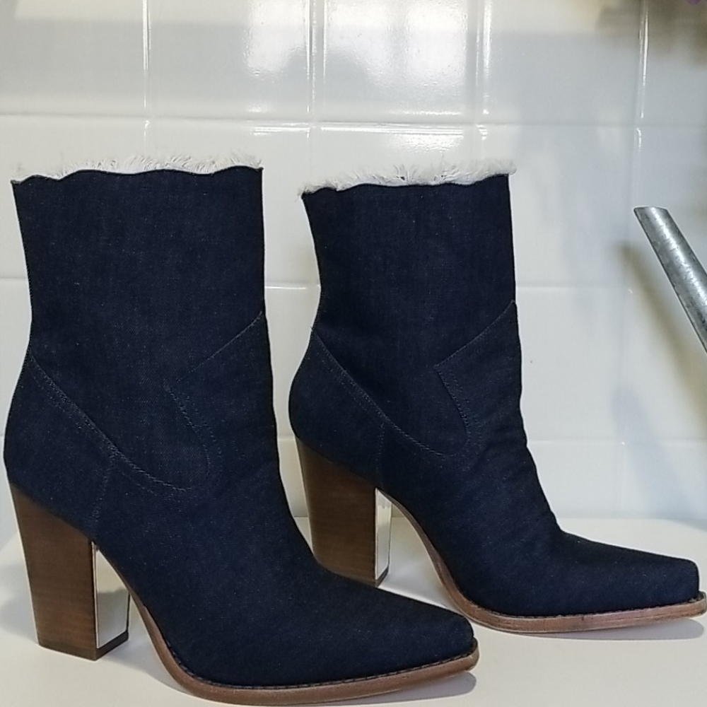 NWT Donna Karan cowboy denim boots.